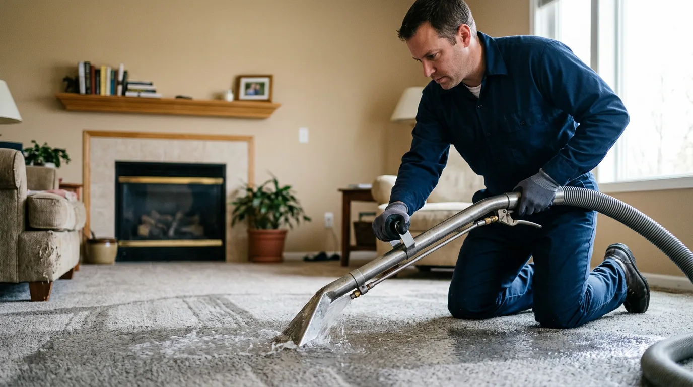 Water damage restoration technician working near Mattapan, MA